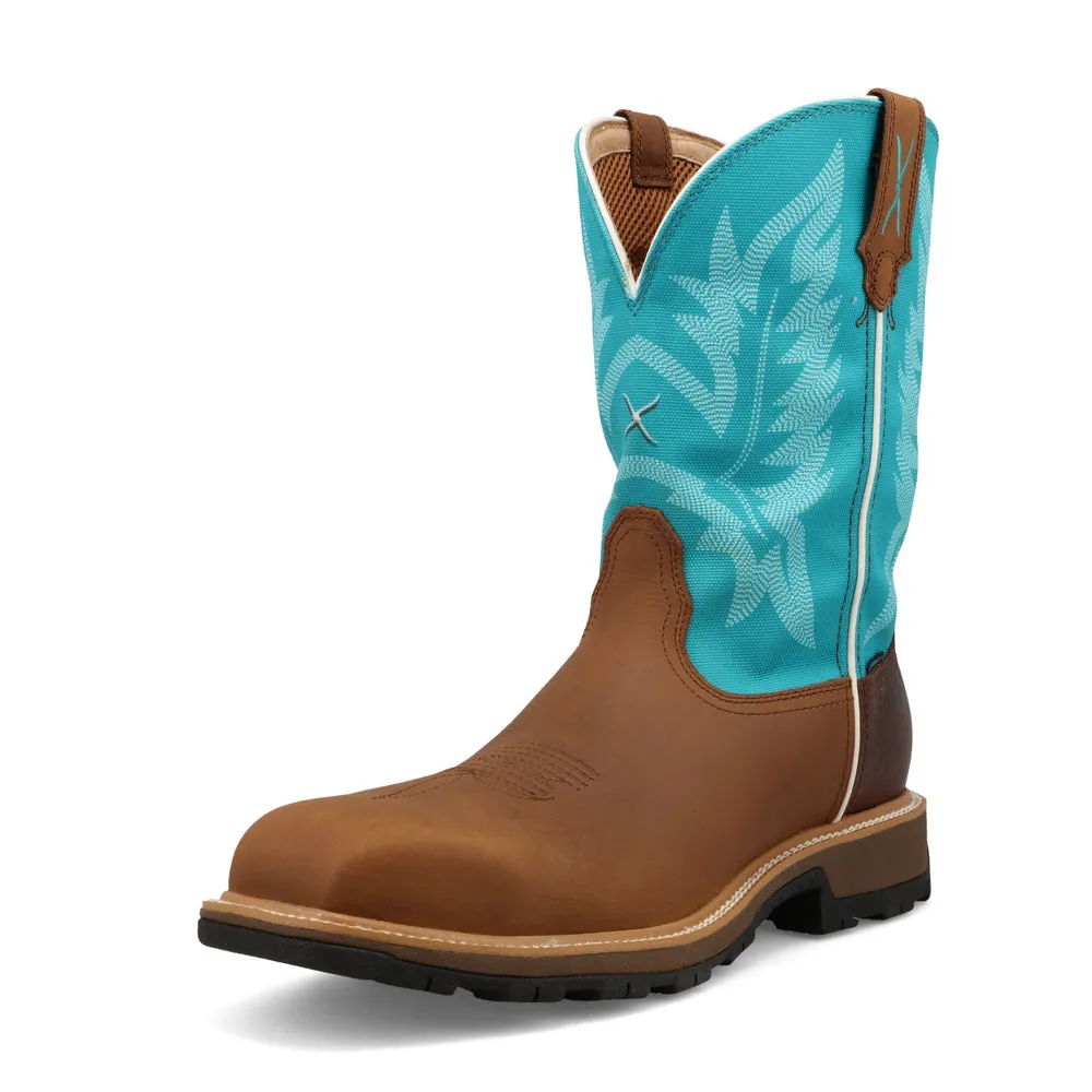 Twisted X 11″ UltraLite X™ Work Boot Saddle, Cognac, / Aqua Sky